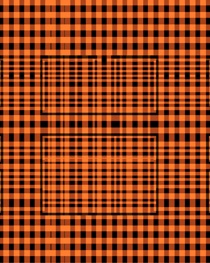 Bold Orange Black Plaid Pattern Rug