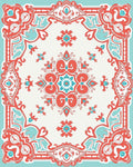 Coral Aqua Medallion Patterned Rug