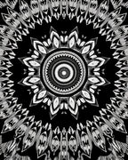 Intricate Black White Mandala Design Rug