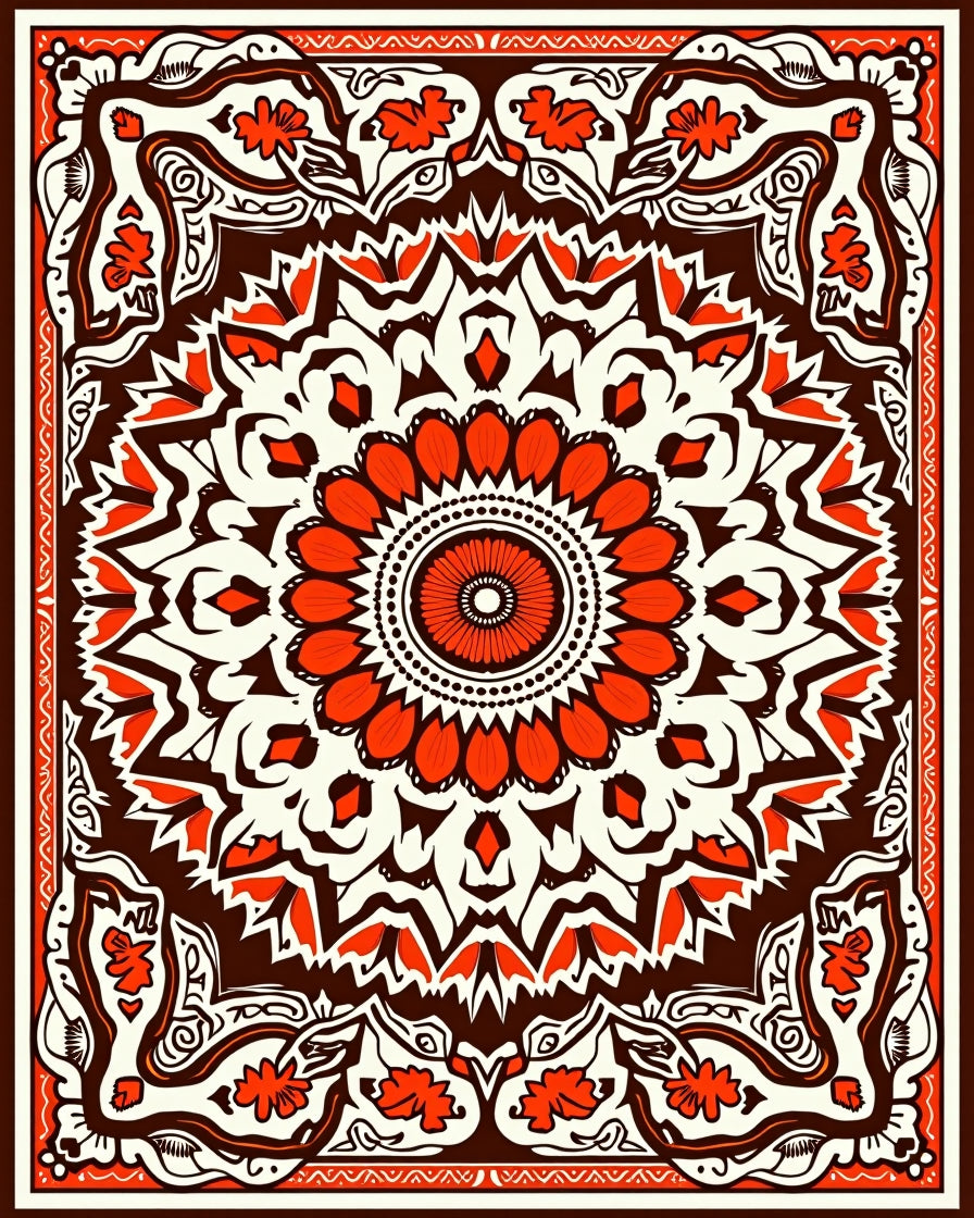 Bold Floral Mandala Graphic Rug