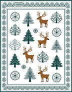 Whimsical Forest Deer Trees Border Rug