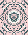 Soft Pink Teal Floral Mandala Design Rug