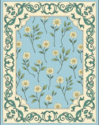 Floral Vines With Daisy Pattern Rug