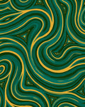 Swirling Teal Yellow Abstract Pattern Rug