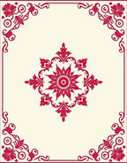 Red Floral Scroll Inspired Centerpiece Rug