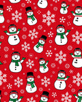 Cheerful Snowman Red Snowflake Pattern Rug