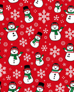 Cheerful Snowman Red Snowflake Pattern Rug