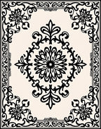 Ornate Scrollwork Floral Medallion Rug