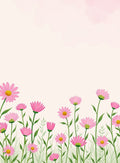 Pink Daisy Meadow Field of Flowers Rug