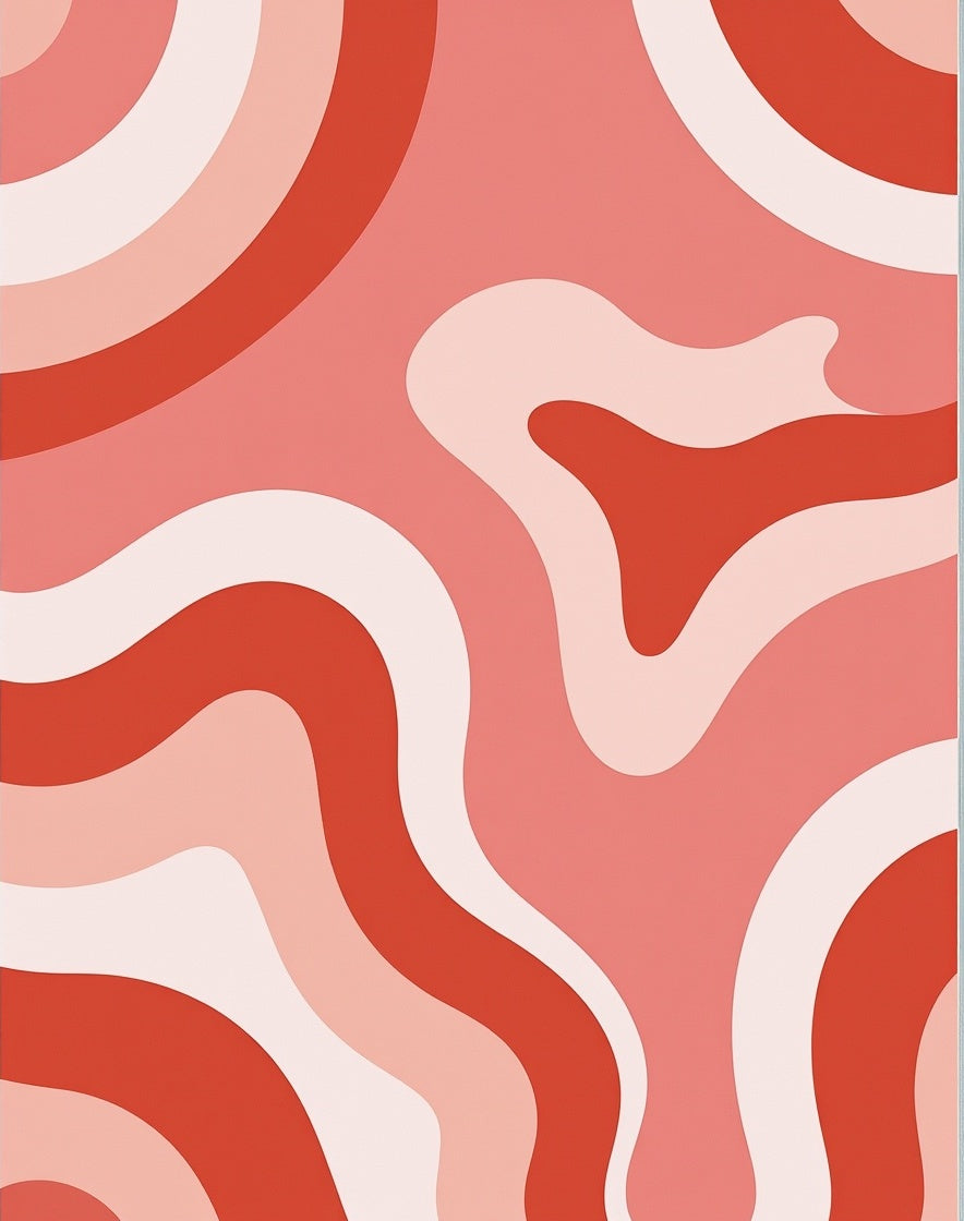 Retro Wavy Abstract Coral Rug