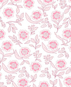 Sweet Pink Floral Outline Pattern Rug