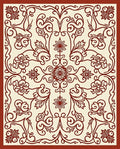Elegant Red Floral Vine Swirl Rug