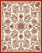 Elegant Red Floral Vine Swirl Rug