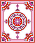 Vibrant Floral Mandala Border Design Rug