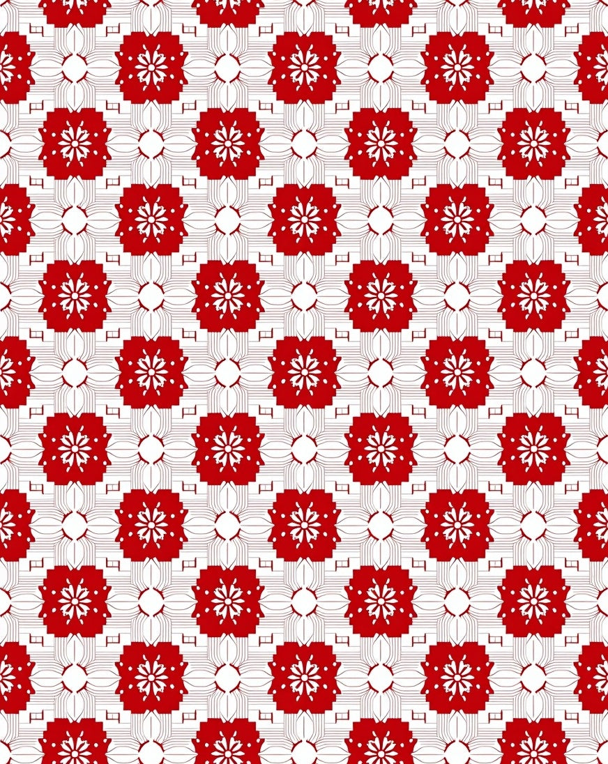 Bold Red Chrysanthemum Lattice Rug