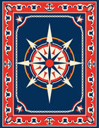 Nautical Compass Star Pattern Rug