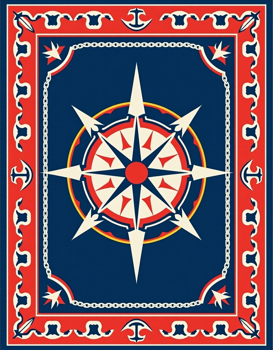 Nautical Compass Star Pattern Rug