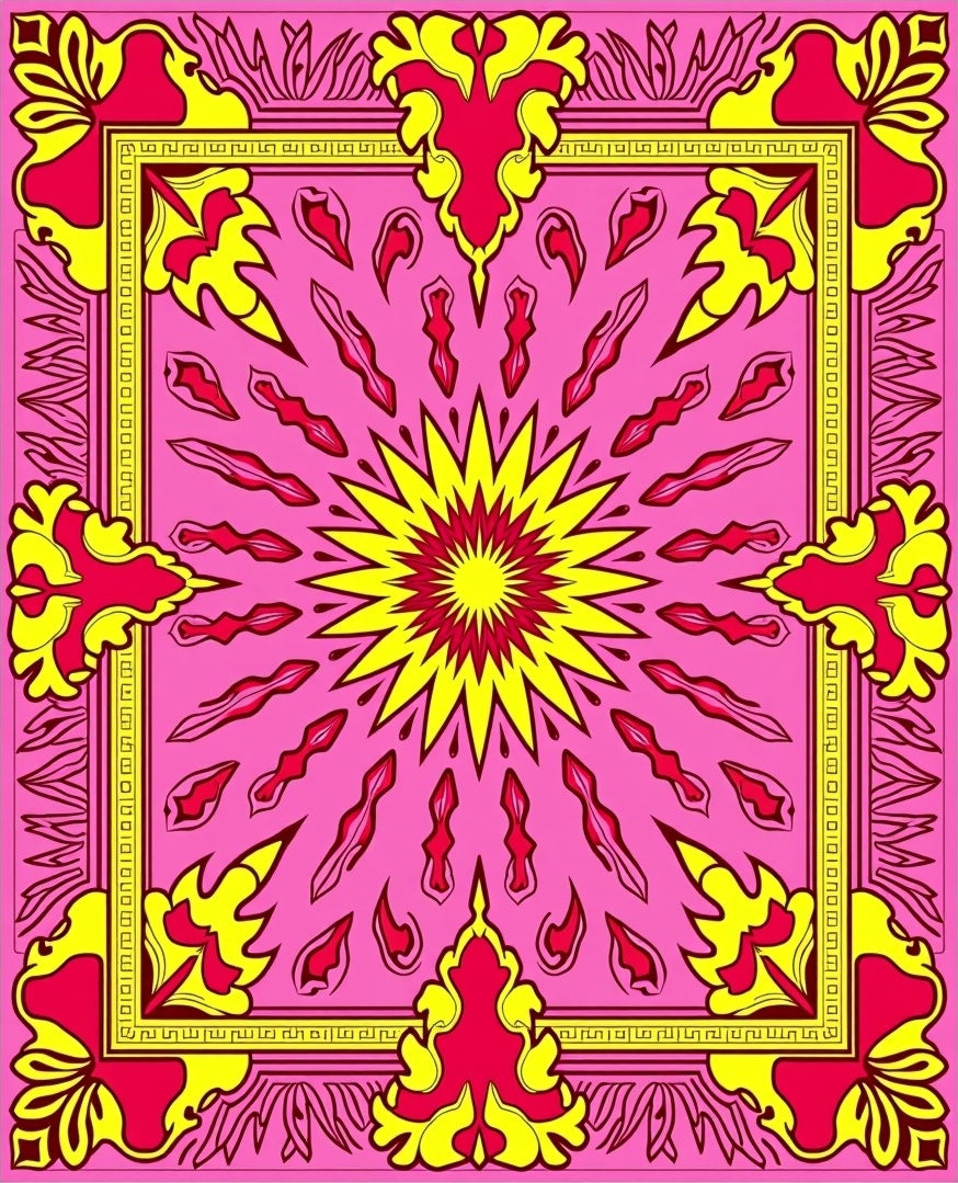 Vibrant Sunburst Floral Mandala Rug