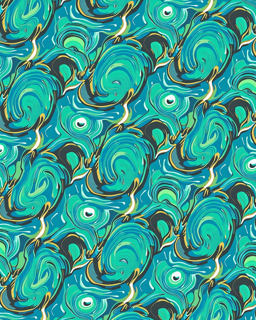 Abstract Swirls In Blue and Green Rug