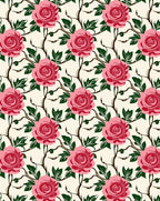 Pink Rose Vine Pattern Design Rug