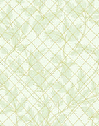 Delicate Leaf Pattern With Golden Grid Rug