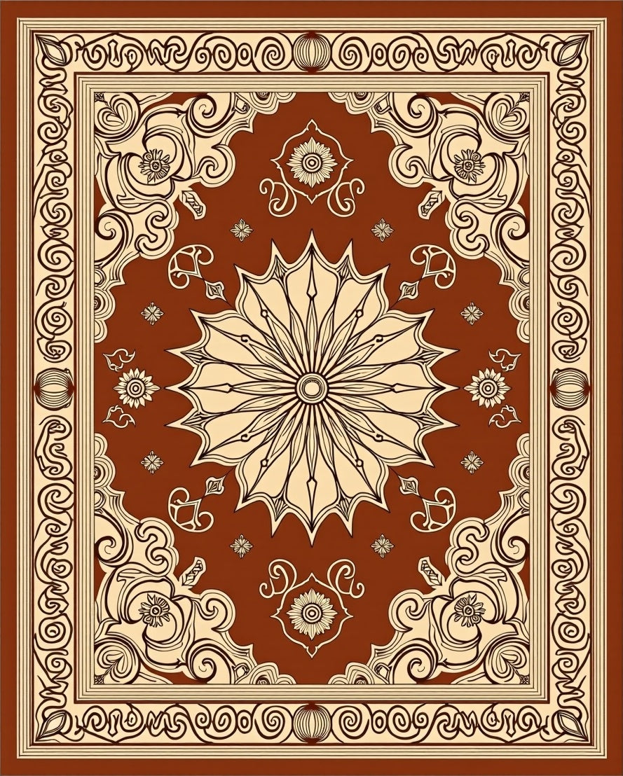 Ornate Floral Medallion Pattern Rug