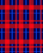 Classic Red Blue Plaid Pattern Rug