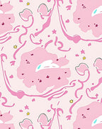 Playful Pink Swirls Star Pattern Rug