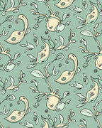 Abstract Swirls Plant Forms Pattern Rug