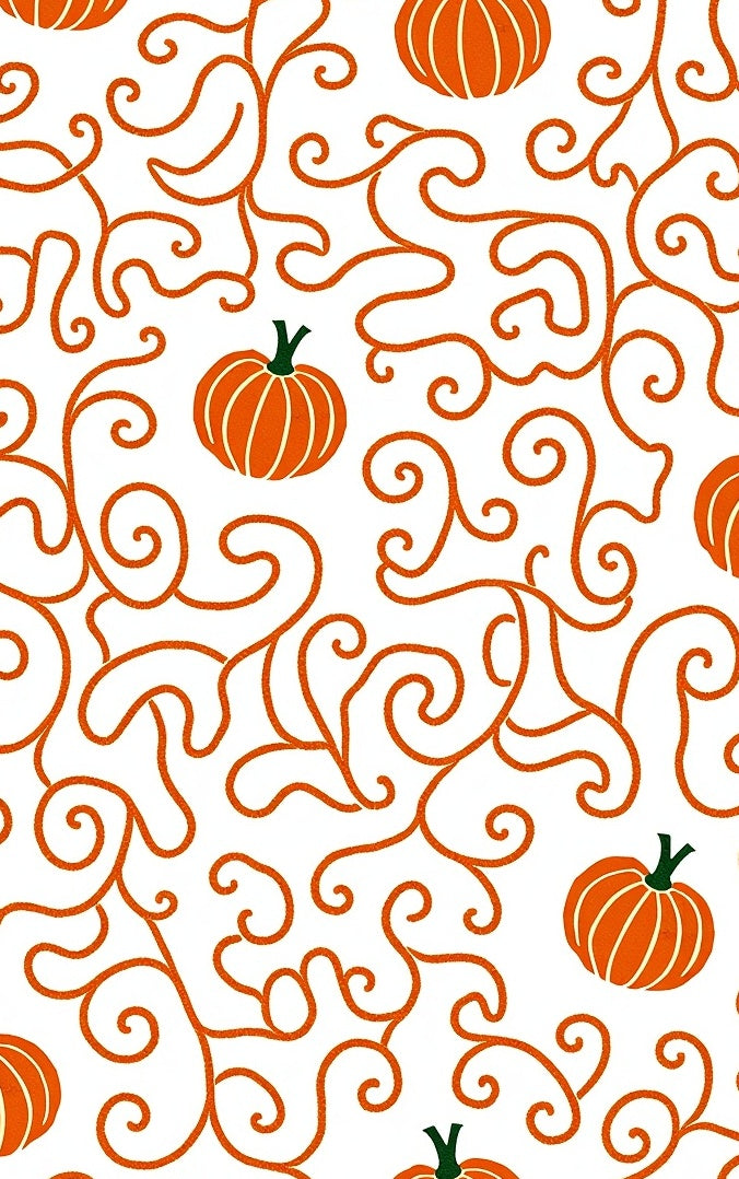 Autumn Pumpkin Vine Scroll Pattern Rug