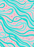 Whimsical Aqua Floral Swirl Pattern Rug
