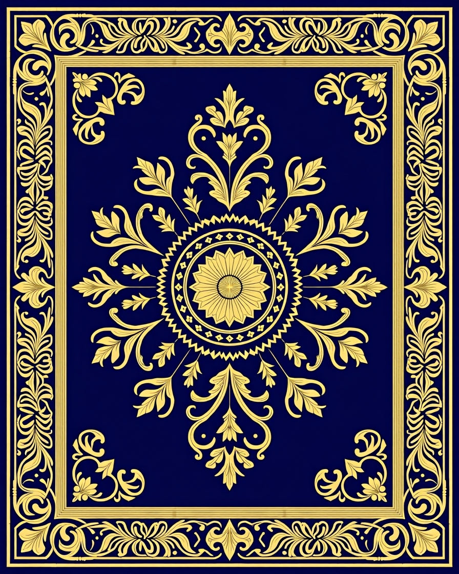 Antique Golden Floral Medallion Rug