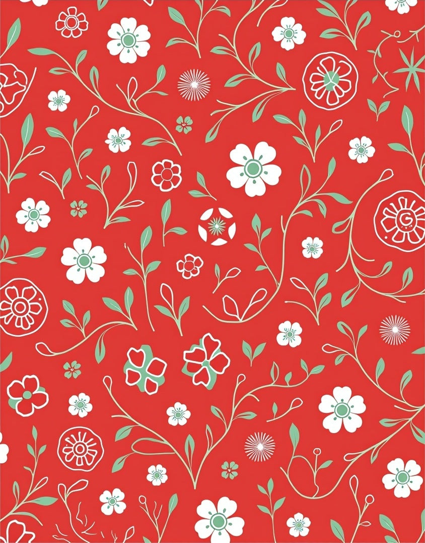 Crimson Floral Vine Pattern Rug