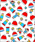 Festive Red Blue Elf Hat Characters Rug
