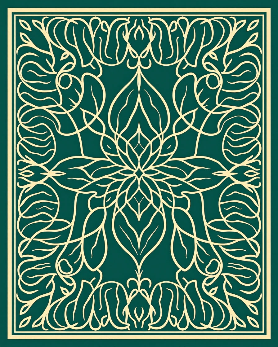 Ornate Leafy Vine Pattern Rug