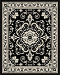 Intricate Black Floral Mandala Rug