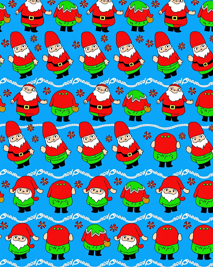 Christmas Gnomes Red Green Bright Blue Rug