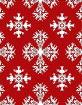 White Snowflake Damask On Red Rug