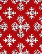White Snowflake Damask On Red Rug