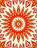 Fiery Red Yellow Floral Mandala Rug
