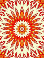 Fiery Red Yellow Floral Mandala Rug