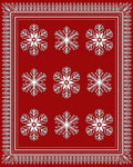 Red White Snowflake Medallion Border Rug