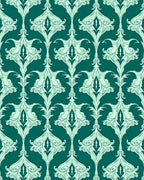 Art Nouveau Teal Floral Pattern Rug