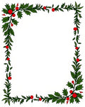 Green Leaf and Red Berry Border Rug