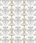 Ornate Gold Gray Floral Damask Rug