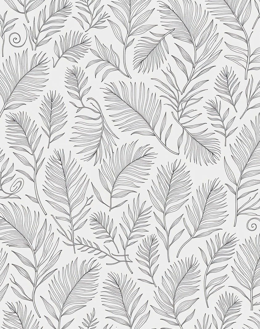 Line Art Botanical Leafy Pattern Rug