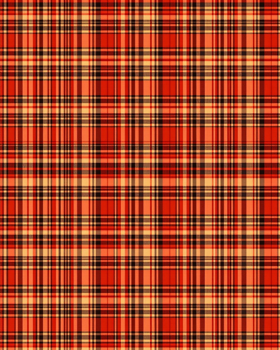 Bold Red Yellow Plaid Design Rug