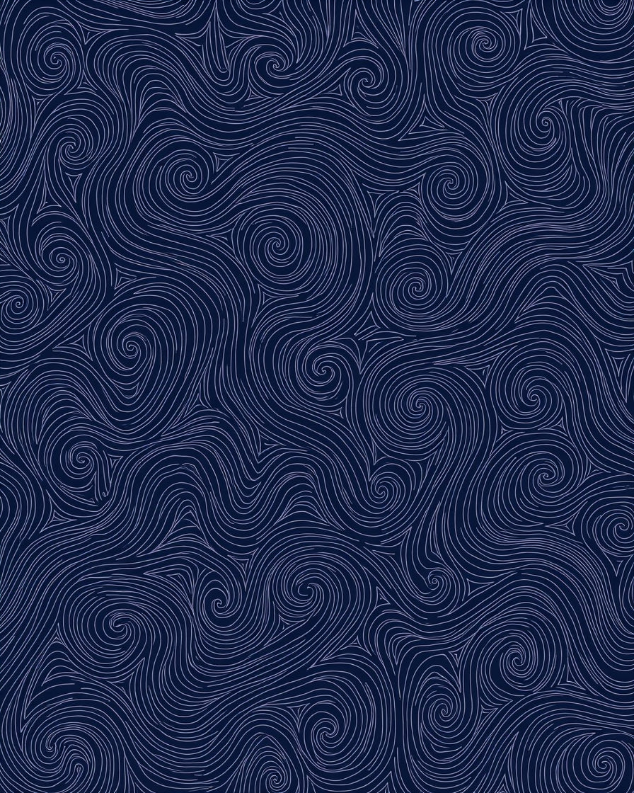 Swirling Navy White Abstract Pattern Rug