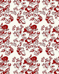 Red White Whimsical Figural Pattern Rug