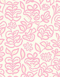 Pink Floral Abstract Leaf Pattern Rug